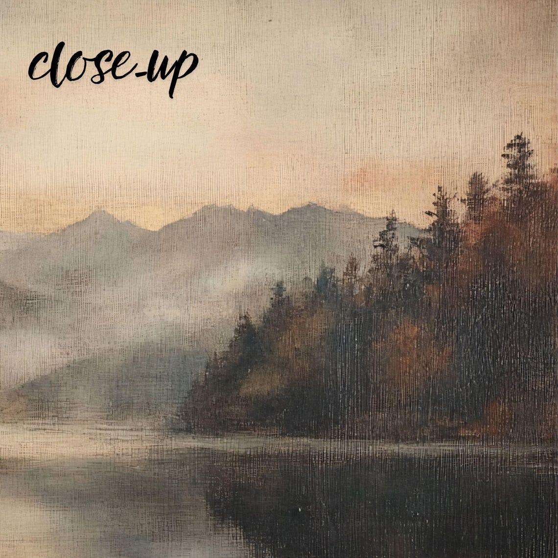 Misty Autumn Lake Vintage Style Mountain Reflection Landscape Poster - Image 3