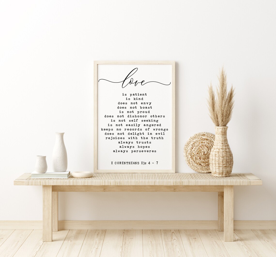 Love Is Patient Bible Verse Sign, 1 Corinthians 13:4-7 - Image 2