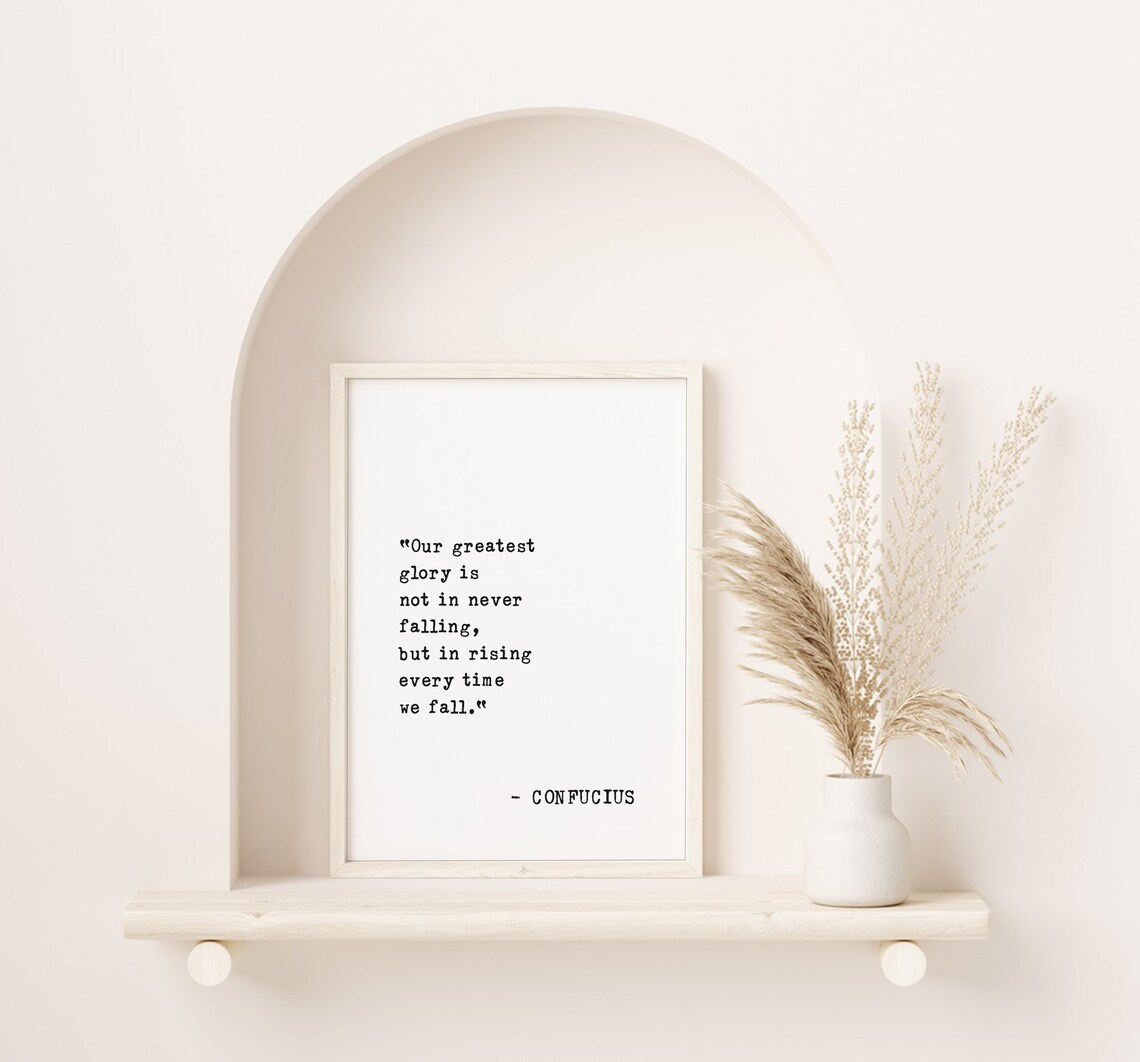 Confucius Rising Every Time We Fall Quote Typewriter Frame Poster - Image 5