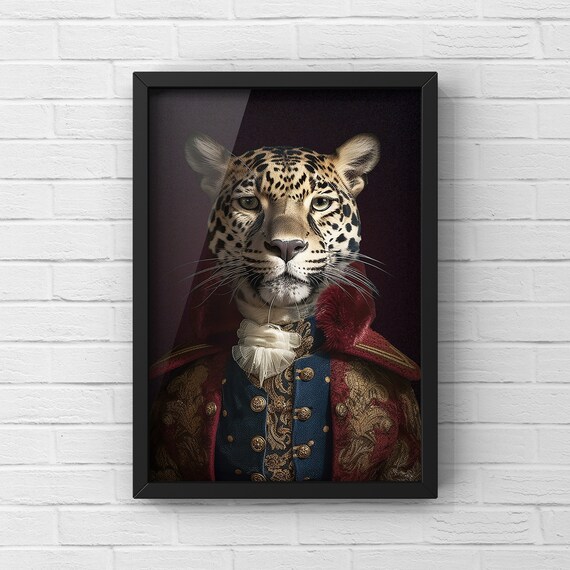 Mr Cheetah Vintage Portrait, Renaissance Animal Art Print