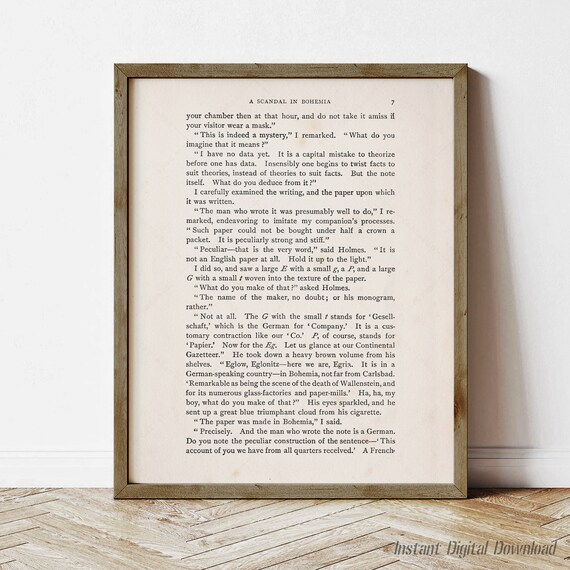 Arthur Conan Doyle A Scandal In Bohemia Sherlock Holmes First Page Art Print
