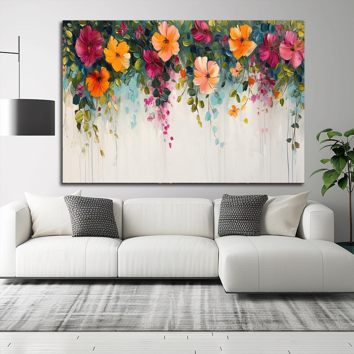 Colorful Hanging Garden Floral Painting Modern Botanical Poster - Image 3