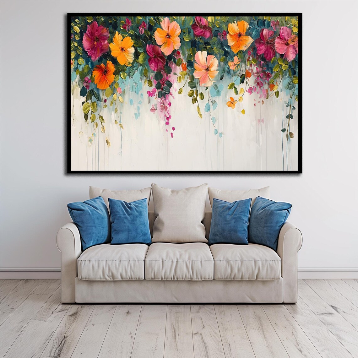 Colorful Hanging Garden Floral Painting Modern Botanical Poster - Image 2