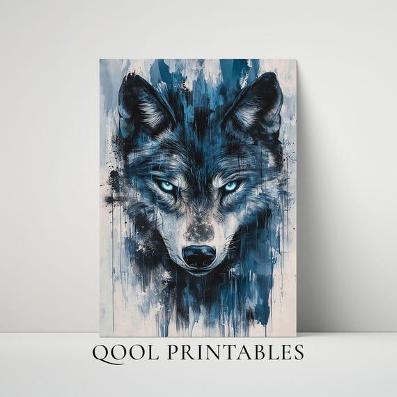 Wolf Wall Art Graffiti Bold Animal Poster Urban Style Print Chalk Street Cool Apartment