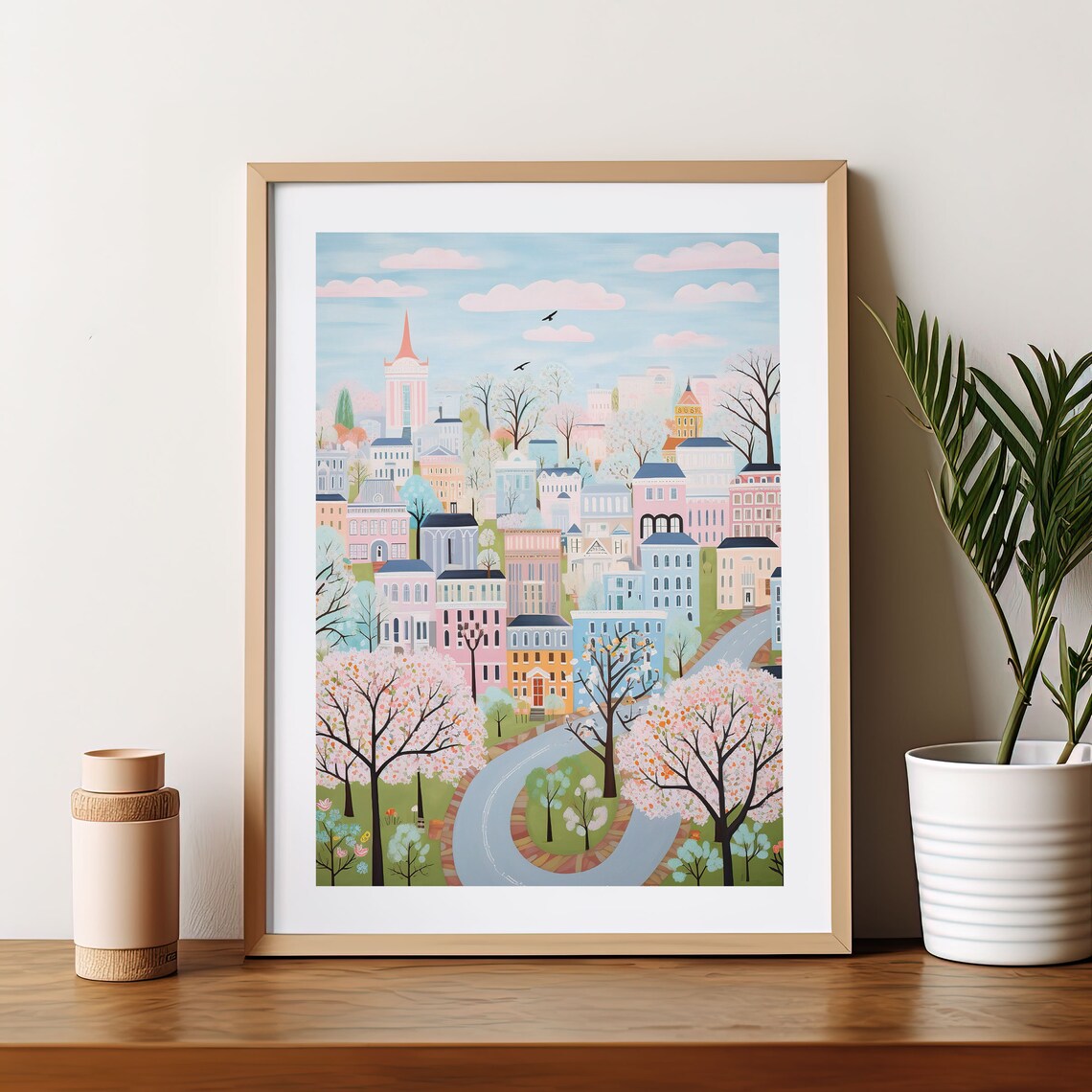 Arlington Virginia Spring Town Cherry Blossom Watercolor Poster