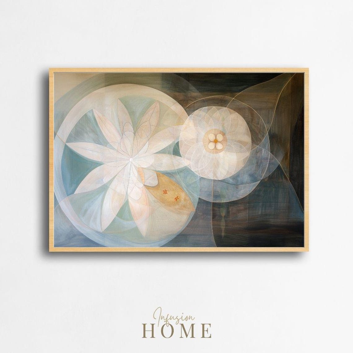 Nordic Abstract Flower Translucent Botanical Circles Art Poster