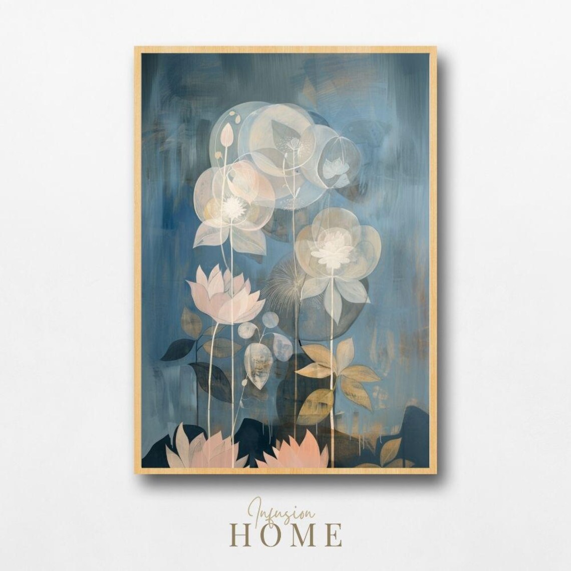 Moonlit Garden Print Abstract Floral Botanical Art