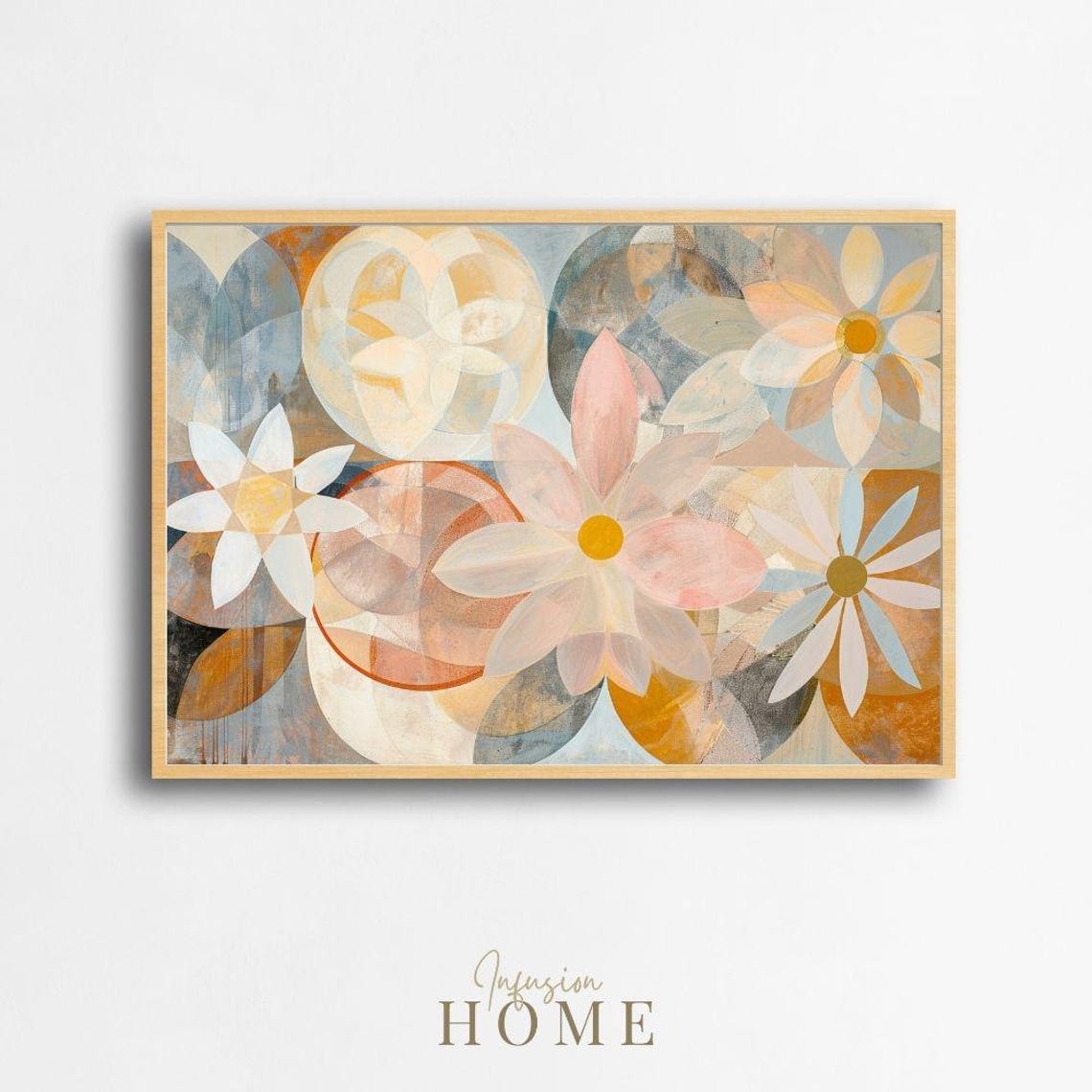 Nordic Floral Abstract Pastel Wildflowers Watercolor Art Poster