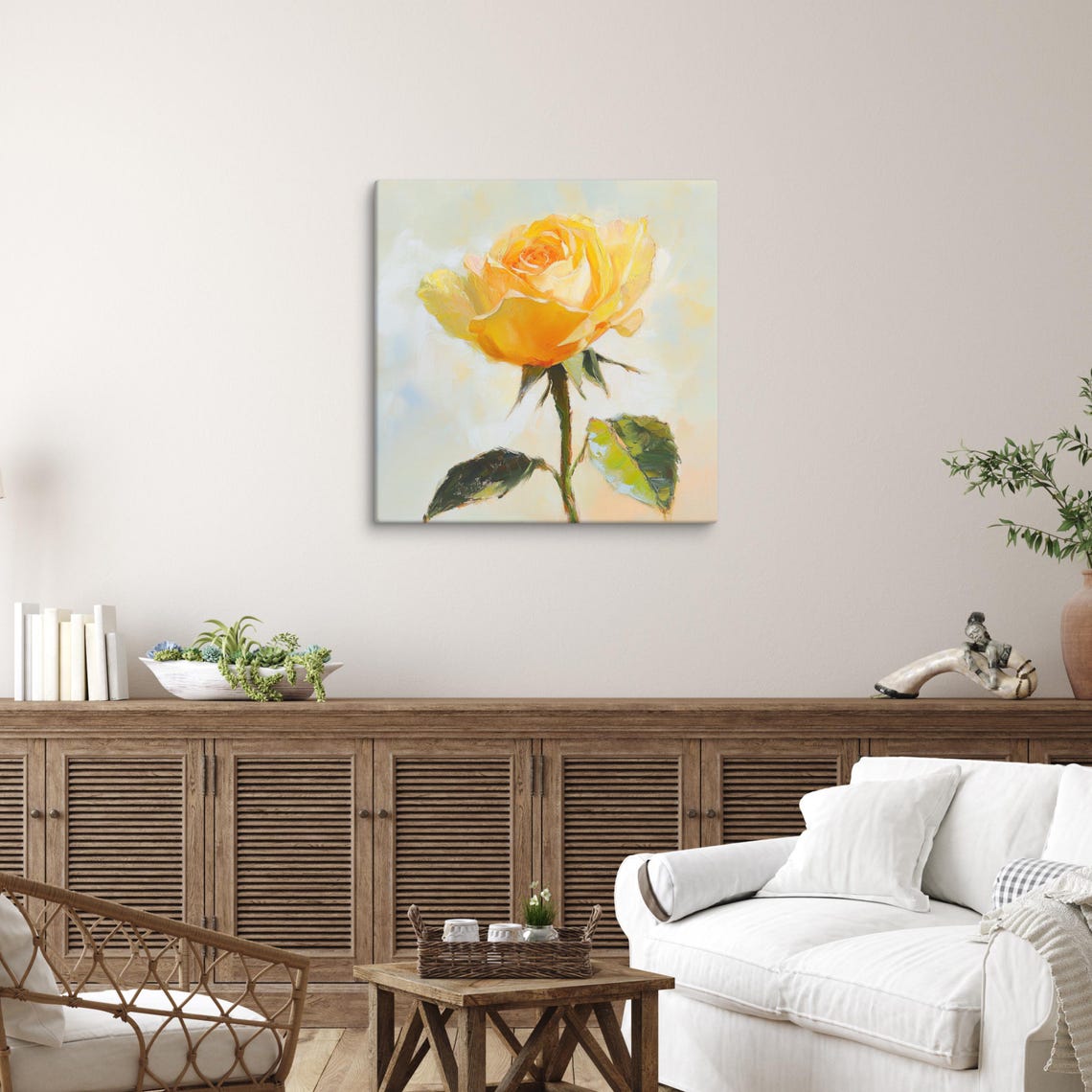 Yellow Rose Print Painting Print Flower Art Rose Painting Print Living Room Art Yellow Wall Art Aesthetic Home Decor - Image 5