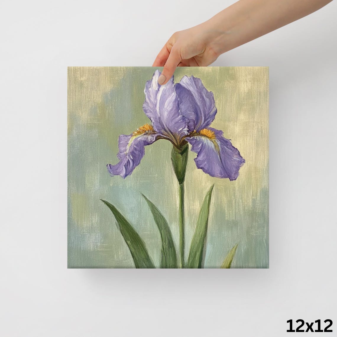 Lavender Purple Bearded Iris Sage Green Background Floral Poster - Image 2