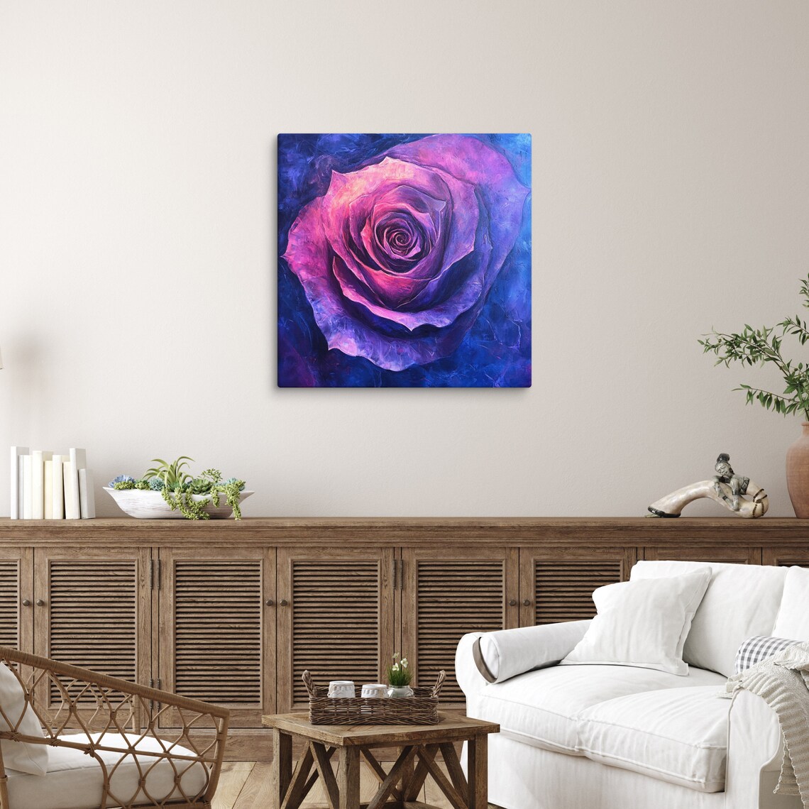 Purple Magenta Rose Swirl Close Up Cosmic Abstract Fantasy Art Poster - Image 2