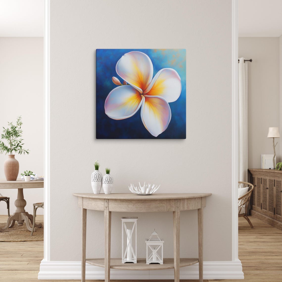 Plumeria Frangipani Bloom Deep Blue Bold Tropical Flower Poster - Image 5