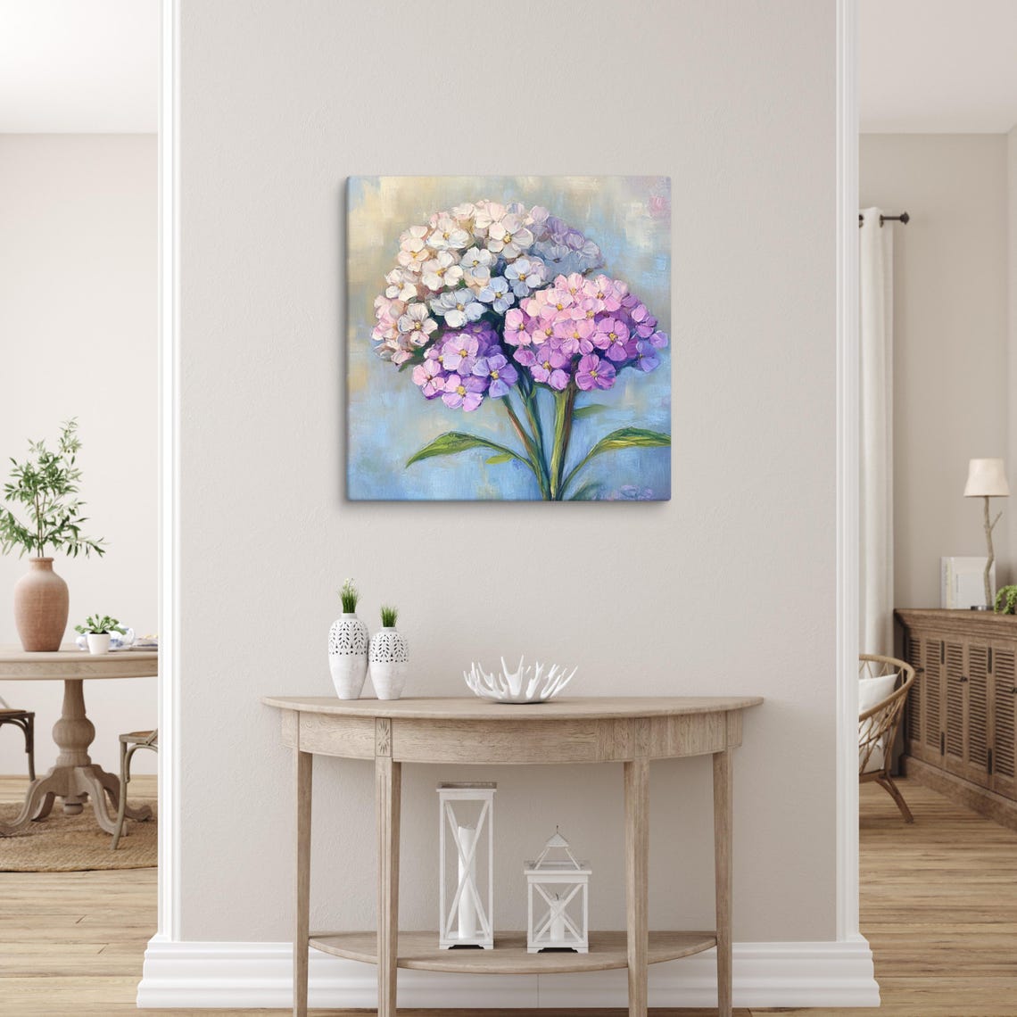 Pastel Cluster Blooms Pink Blue White Botanical Floral Wall Art Poster - Image 4