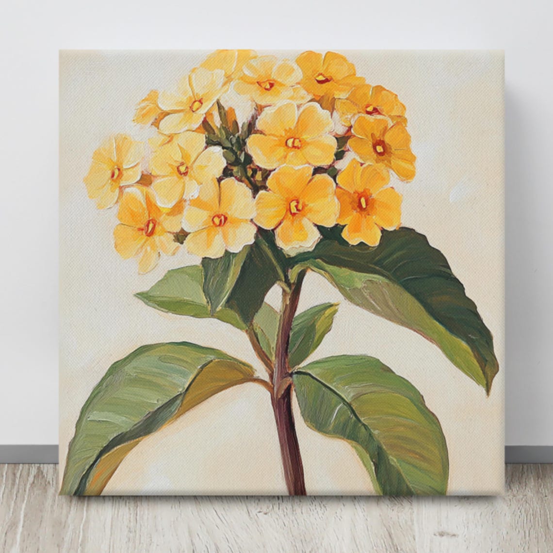 Orange Lantana Flower Cluster Painting Print Green Leaves Poster - Image 4