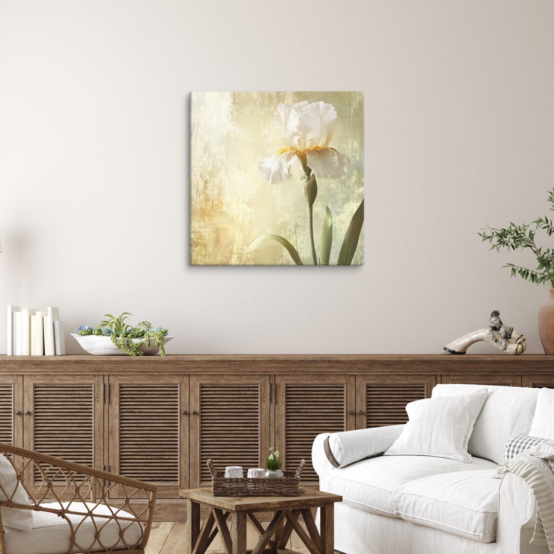 White Bearded Iris Gold Textured Background Elegant Flower Poster - Image 4