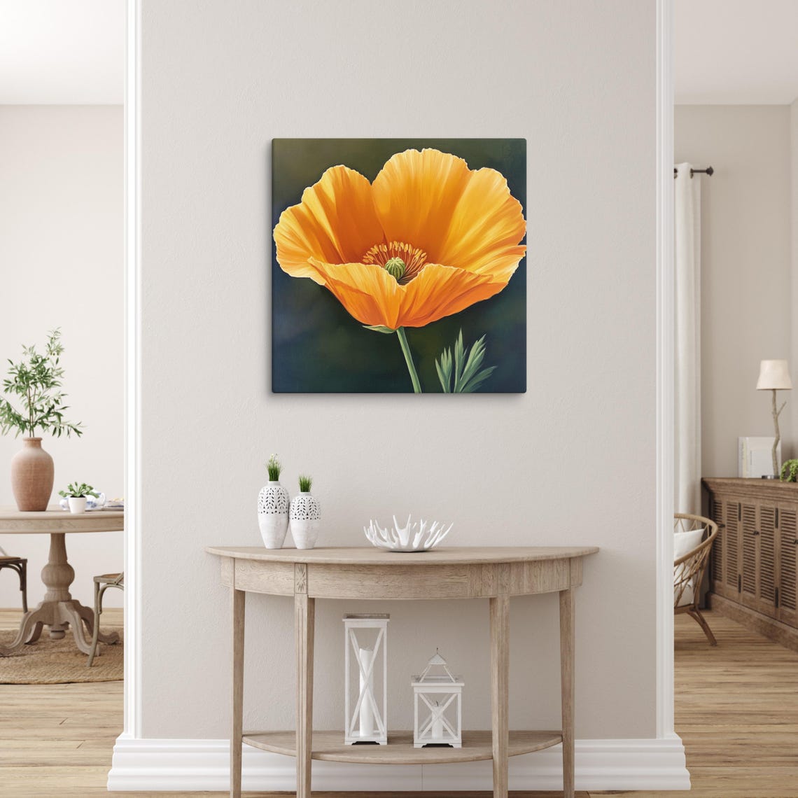 California Poppy Print Large Painting Print Flower Wall Art Nature Art California Poppy Painting Print Large Wall Art - Image 2