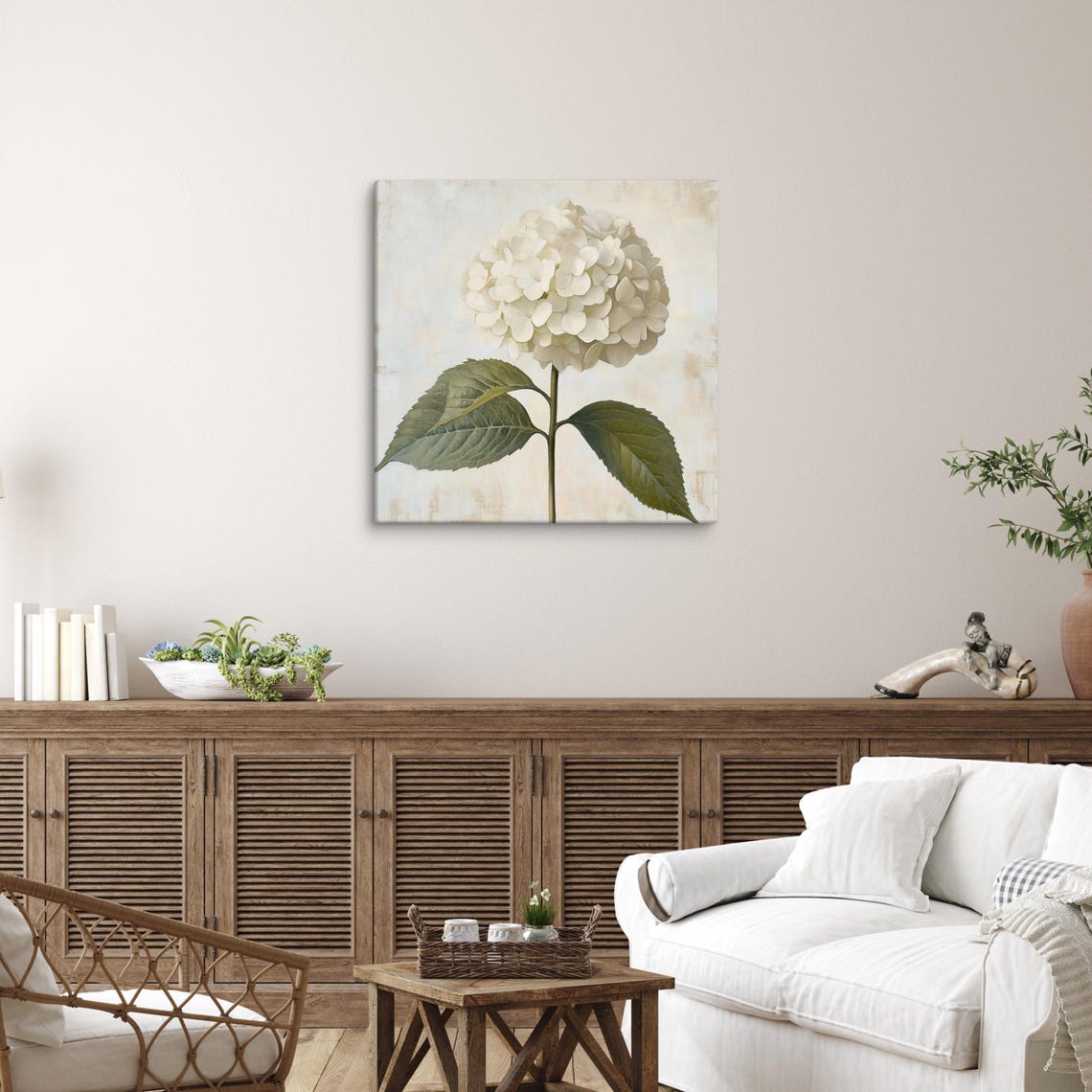 White Hydrangea Bloom Vintage Botanical Painting Print Poster - Image 5