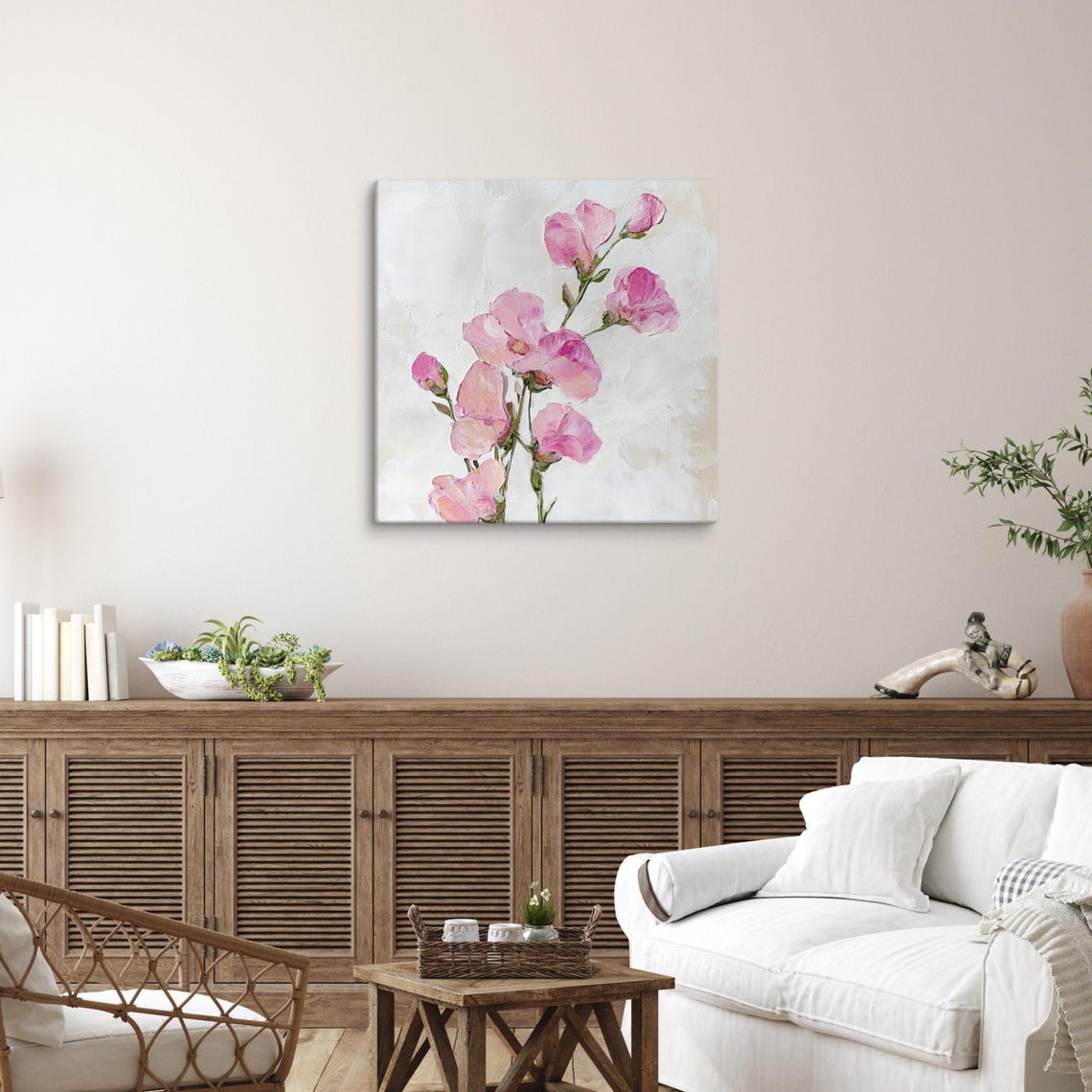 Sweet Pea Flower Wall Art Painting Print Living Room Wall Art Sweet Pea Art Flower Painting Print Nature Artwork - Image 3