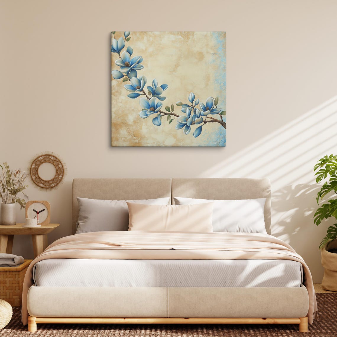 Blue Magnolia Vine Blossoms Vintage Botanical Floral Art Poster - Image 3