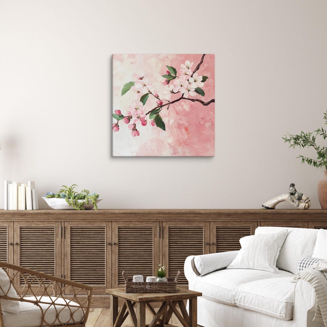 Pink Cherry Blossom Branch Spring Bloom Blush Floral Art Poster - Image 3