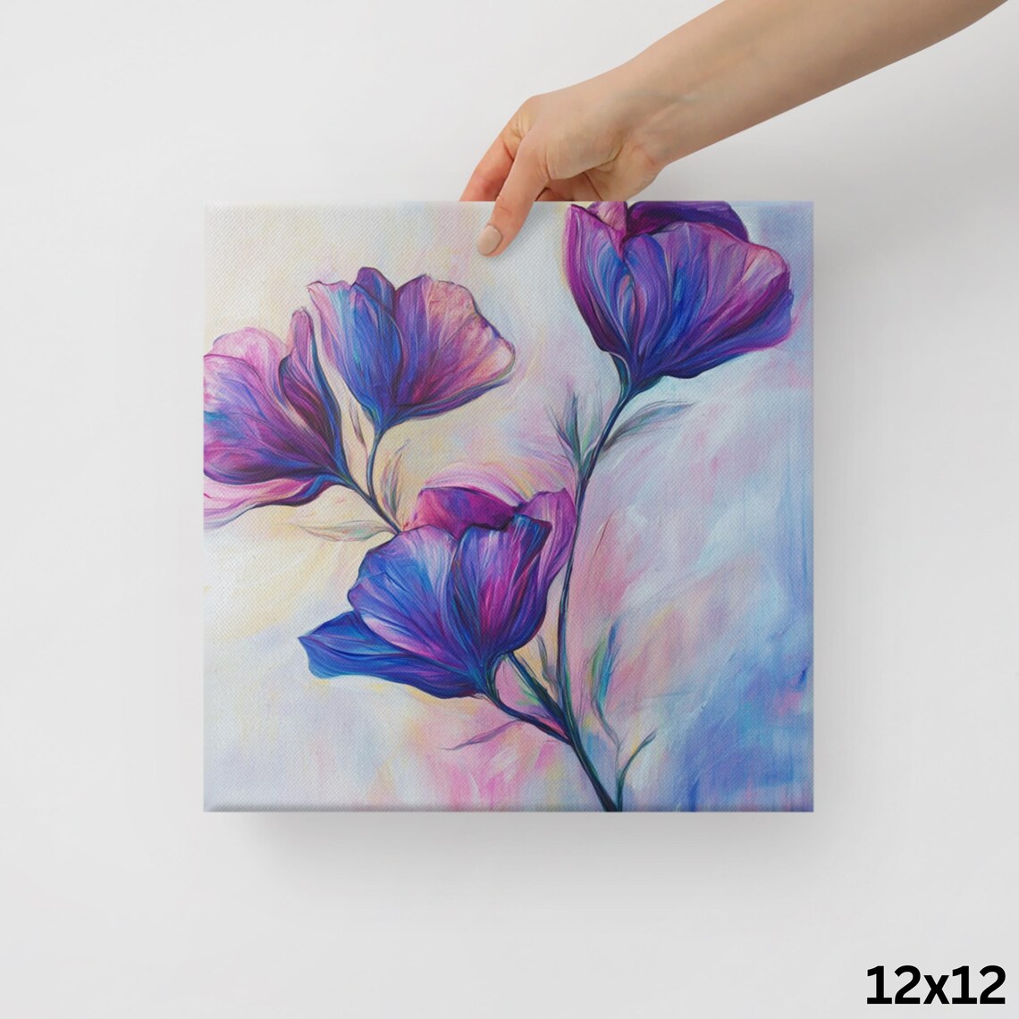 Purple Poppy Blooms Dreamy Soft Pastel Floral Painting Print - Image 2