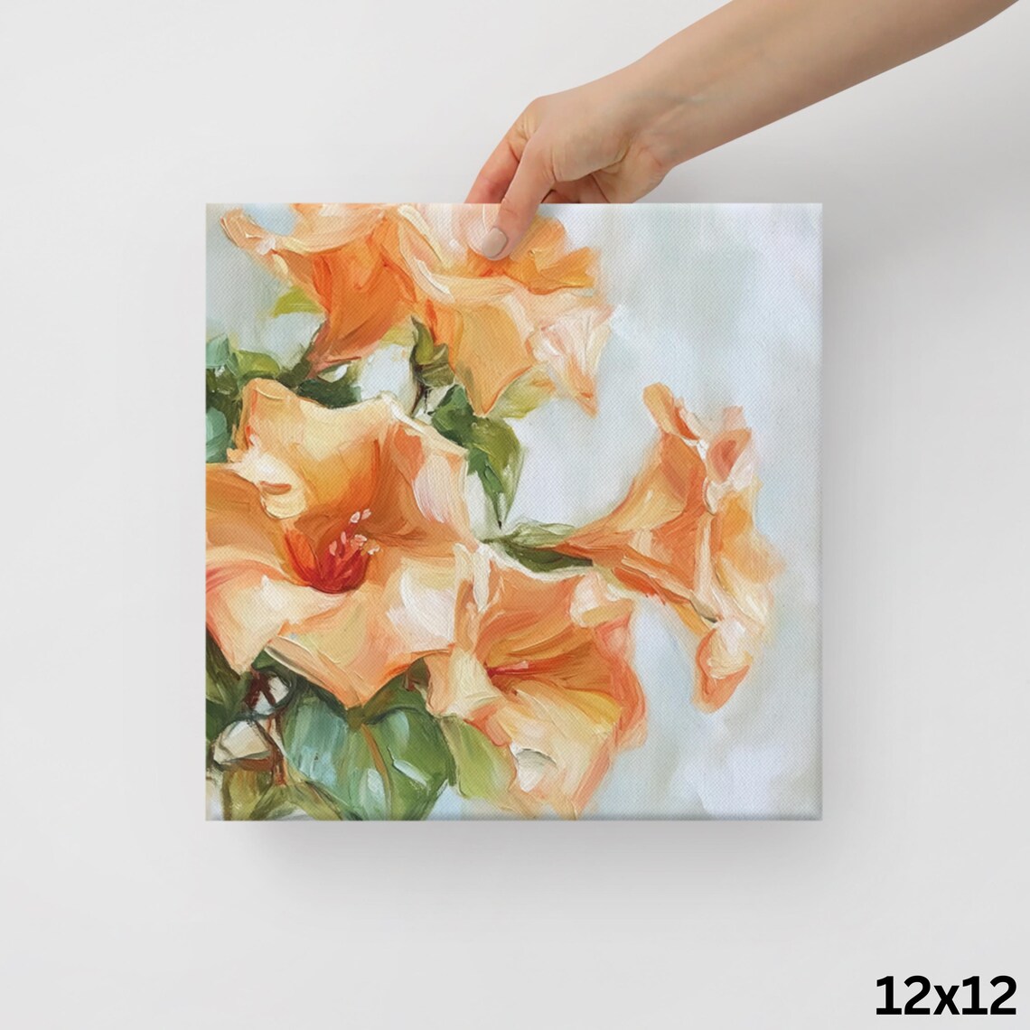 Orange Trumpet Vine Blossoms Painterly Summer Floral Art Poster - Image 2