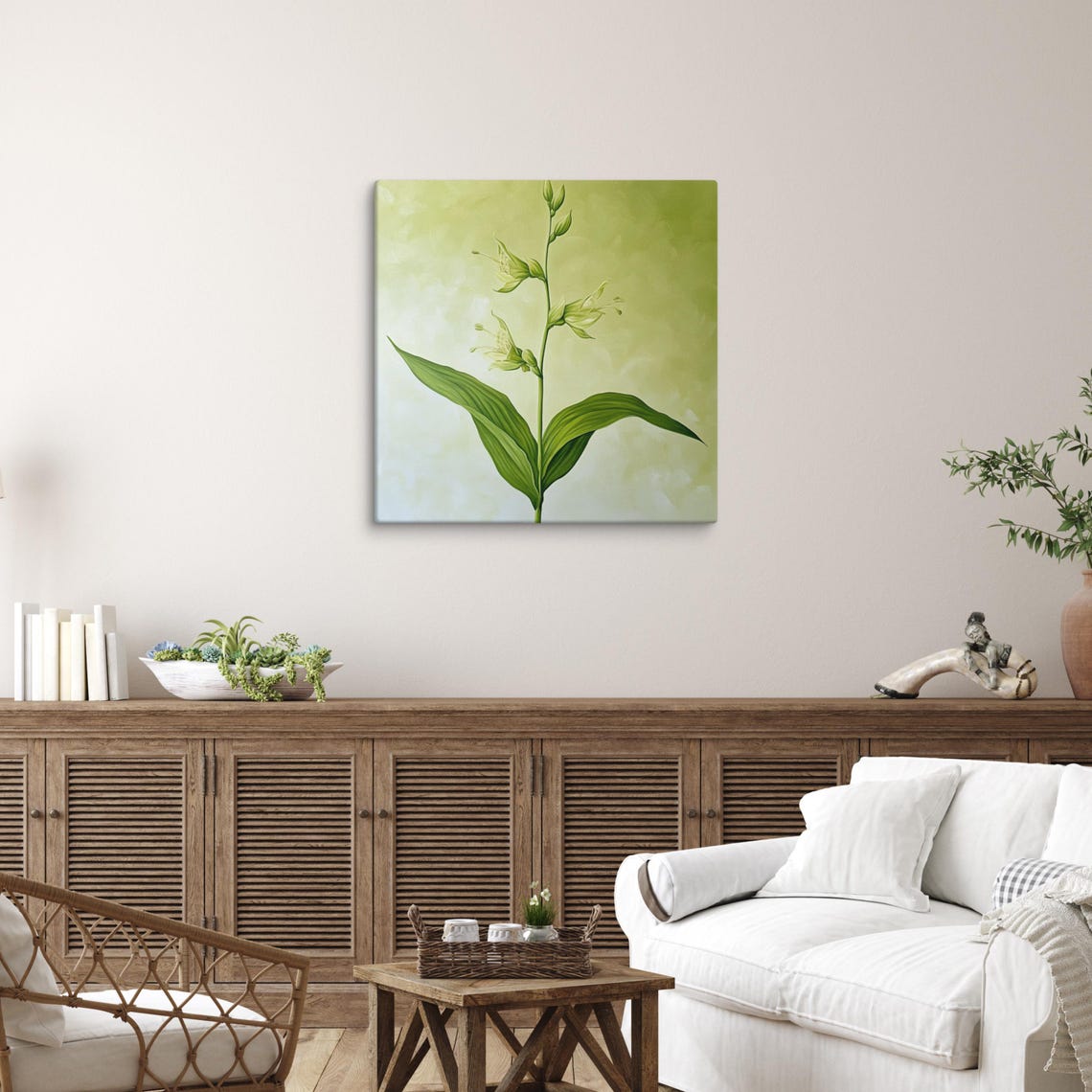 Green Flower Print Plant Wall Art Wall Art Flower Painting Print Green Wall Art Plant Painting Art Print Home Decor - Image 5