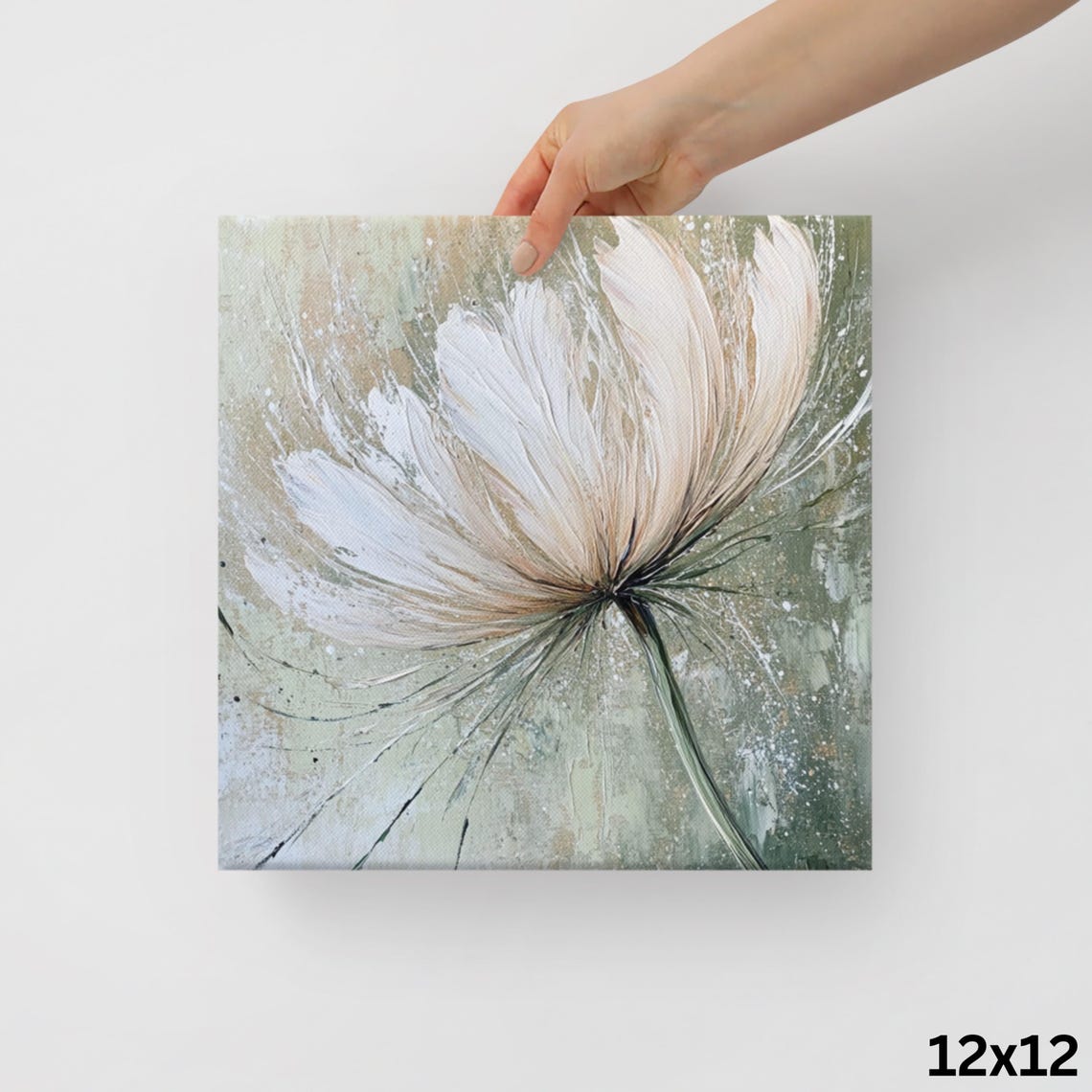 White Apache Plume Abstract Flower Sage Green Floral Art Poster - Image 2