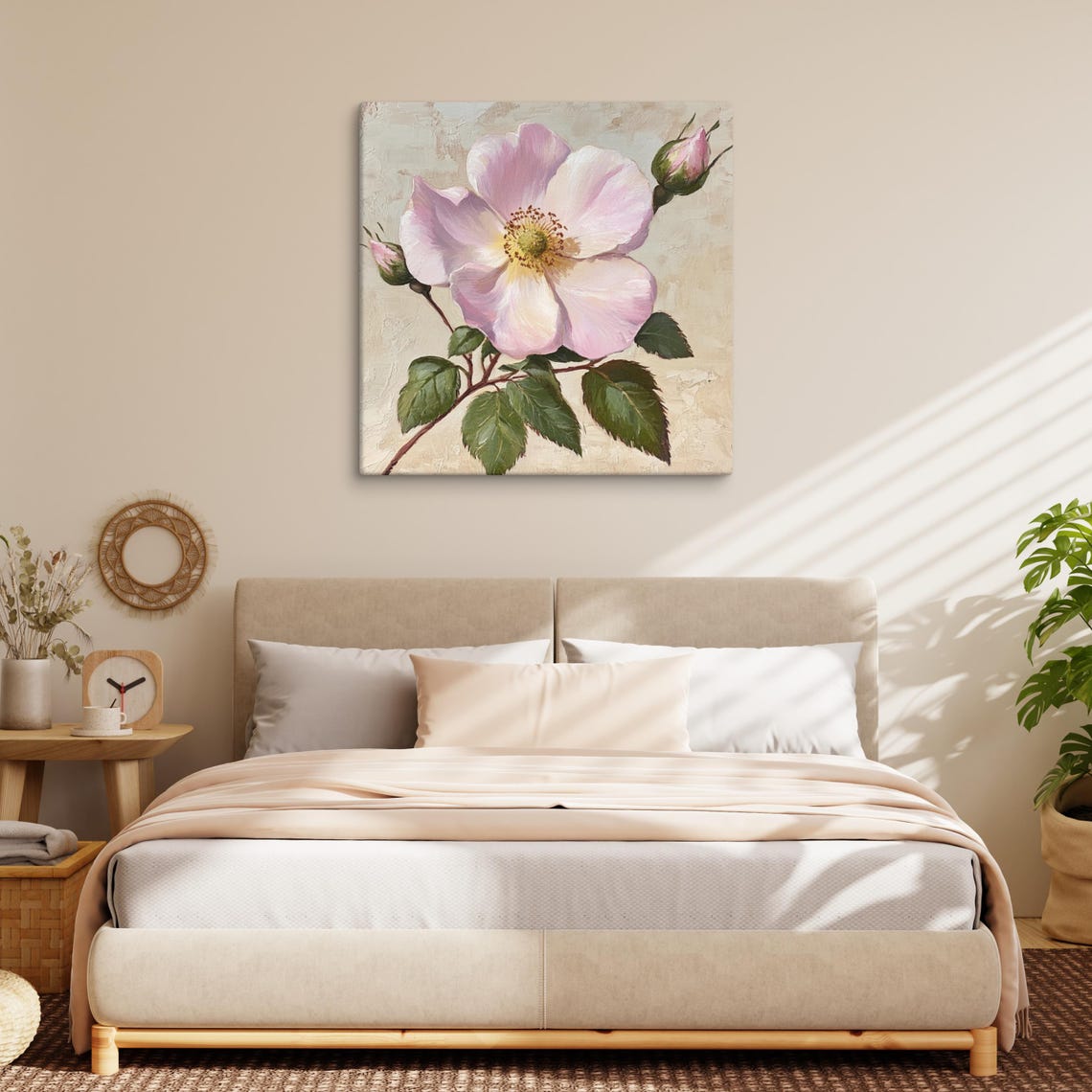 Dog Rose Flower Print Wall Art Flower Painting Print Pink Flower Art Print Living Room Wall Art Flower Wall Art - Image 2