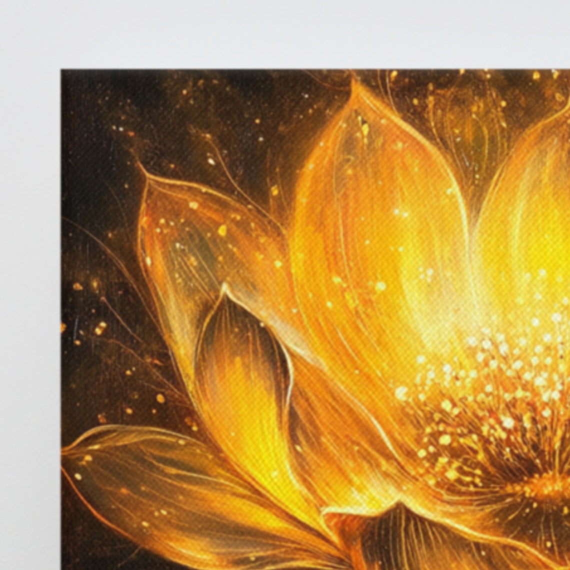 Golden Lotus Glowing Black Background Luminous Fantasy Flower Poster - Image 3