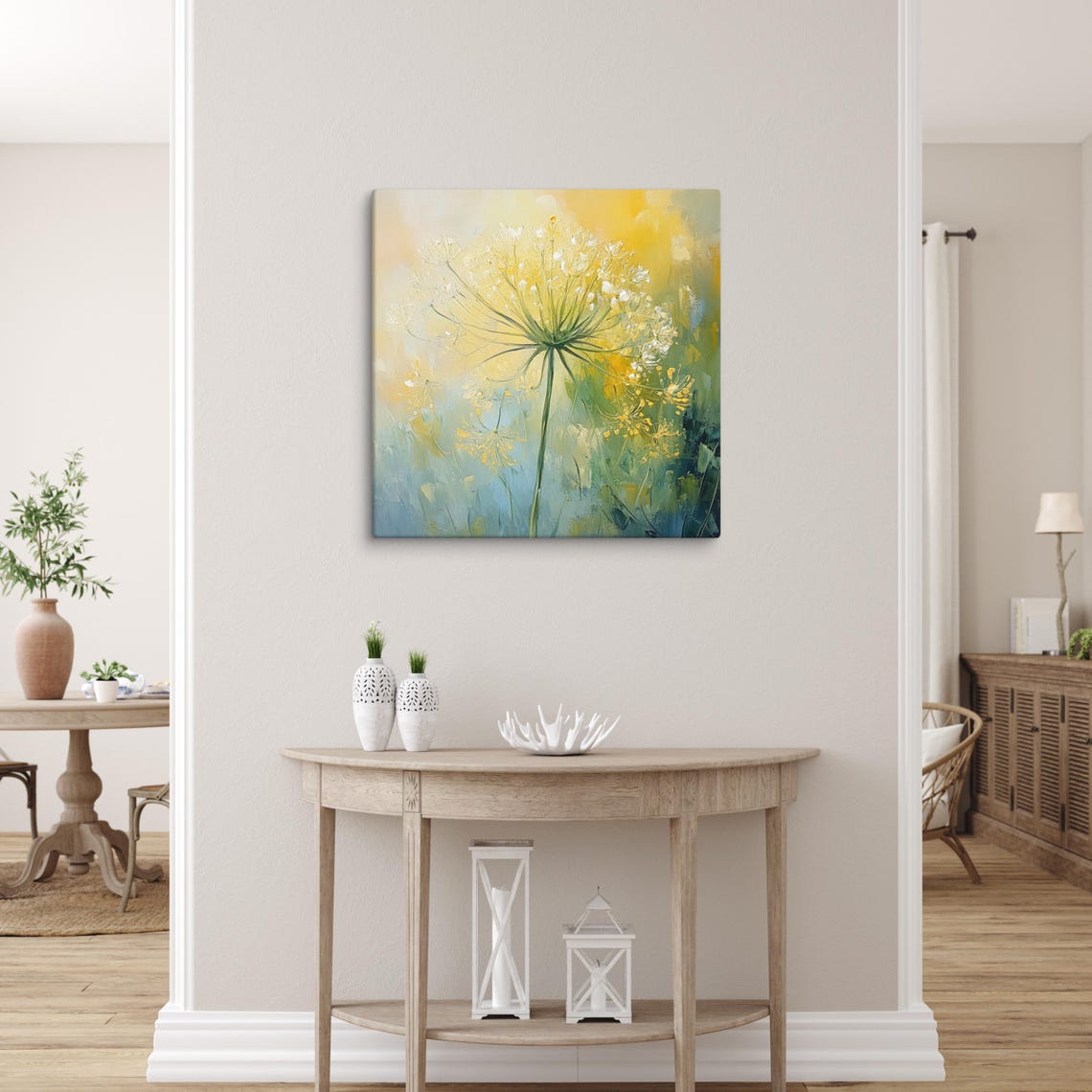 Fennel Flower Umbel Yellow Green Impasto Botanical Art Poster - Image 5