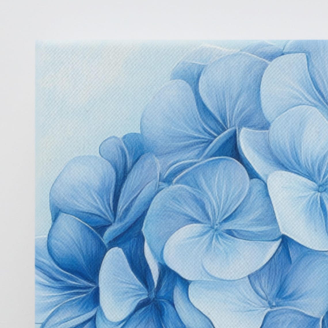 Blue Hydrangea Cluster Lush Full Blooms Floral Painting Print - Image 3
