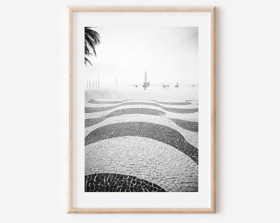 Rio De Janeiro Print Black And White Brazil Copacabana Wall Art Beach
