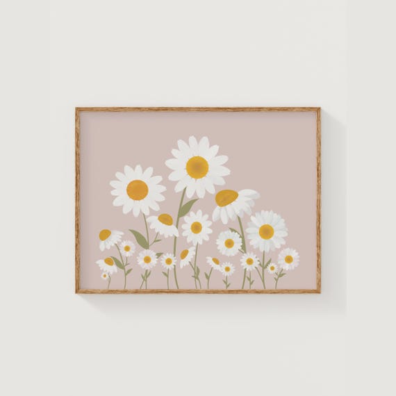Field of Daisies, Pink Floral Nursery Art Print
