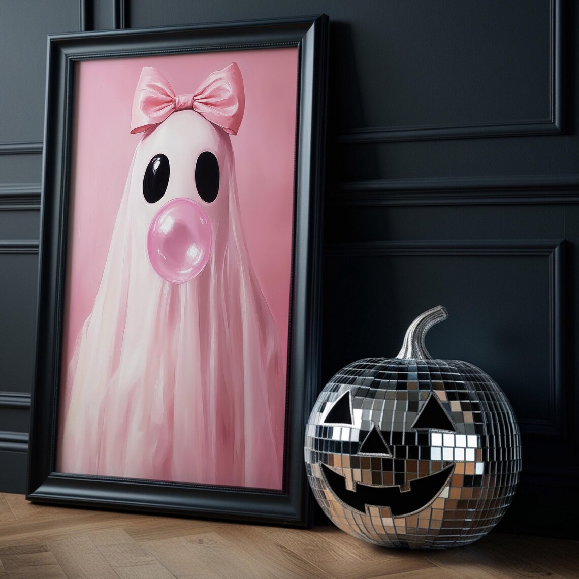 Pink Sheet Ghost Bubblegum Halloween Poster Print - Image 2