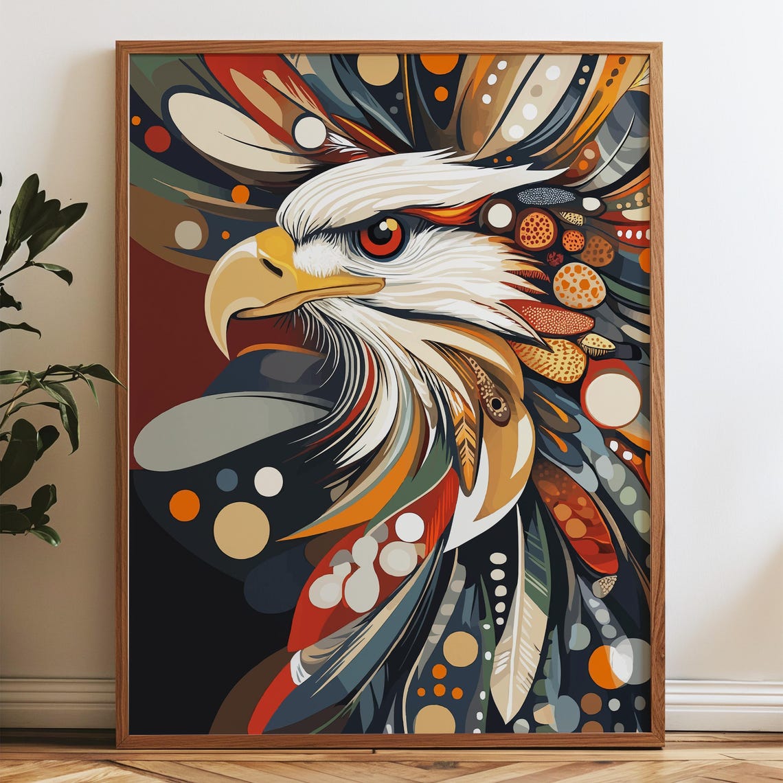 Majestic Eagle Head Stylized Feathers Bold Spirit Bird Decor Poster