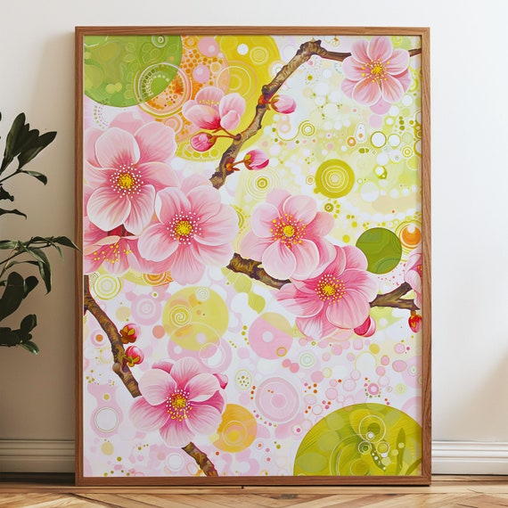 Cherry Blossom Art Print Modern Floral Illustration