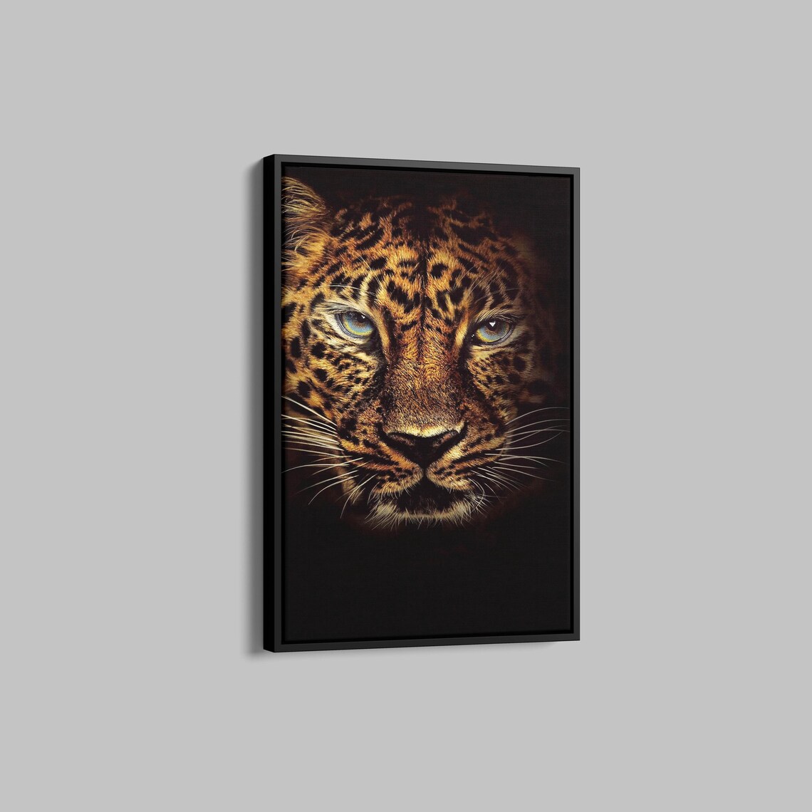 Leopard Face Close Up on a Black Background Wildlife Photo Poster - Image 3