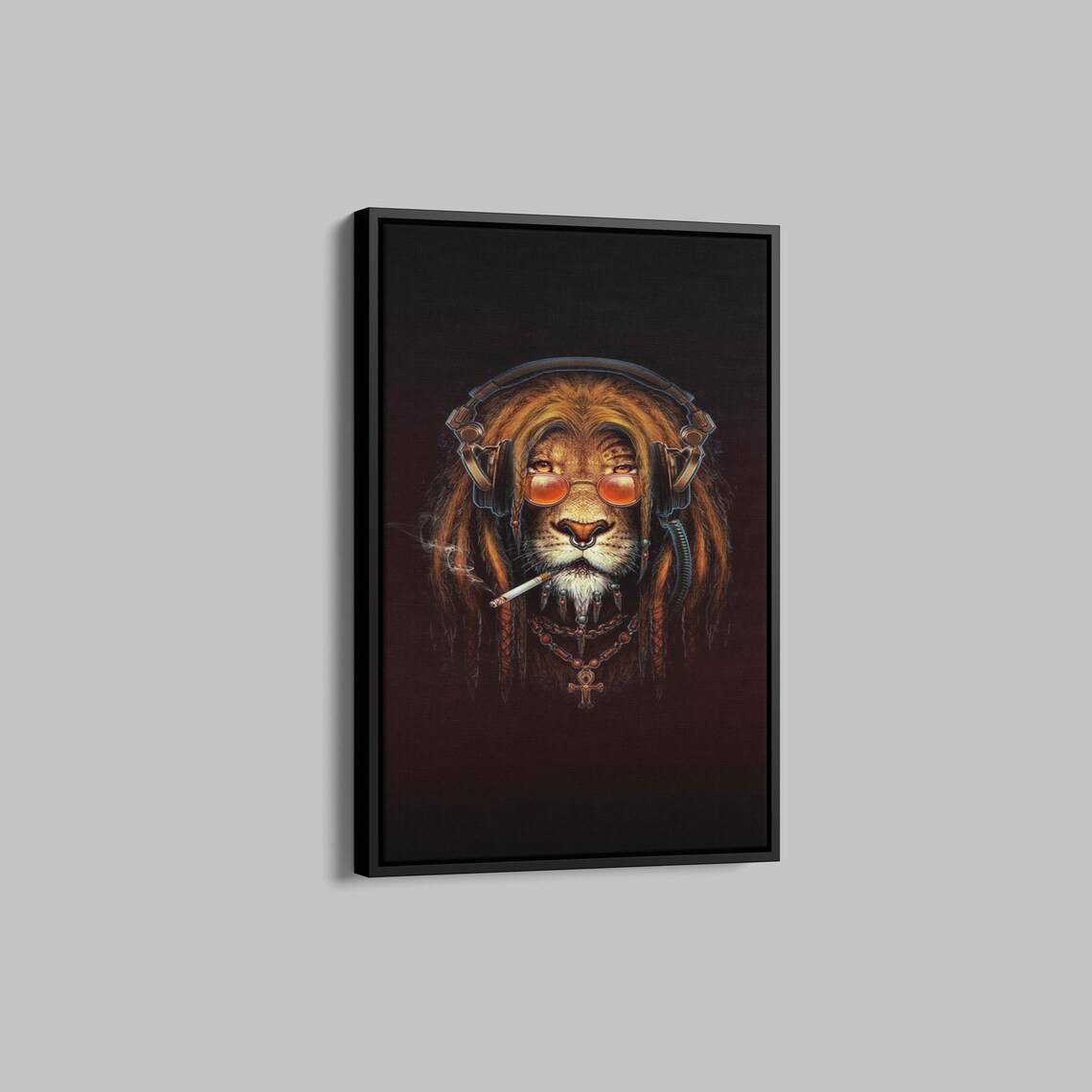 Cool Rasta Lion With Headphones and Sunglasses Funny Animal Poster