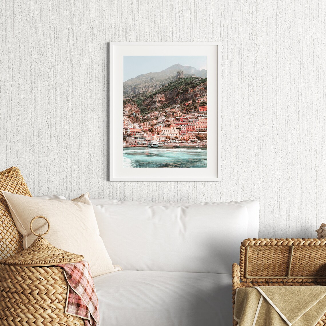 Positano Cliffside Houses Sea View Pastel Photo Italy Travel Poster - Image 3