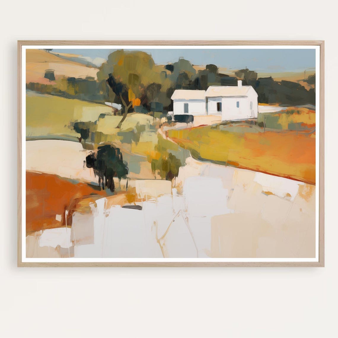France Landscape Print Mediterranean Watercolor Painting Abstract Wall Art