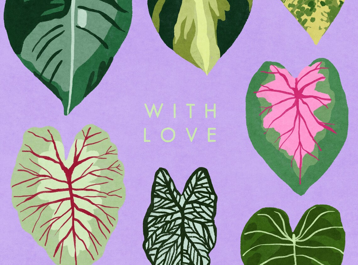 With Love Heart-Shaped Leaves Greeting Card - Image 2