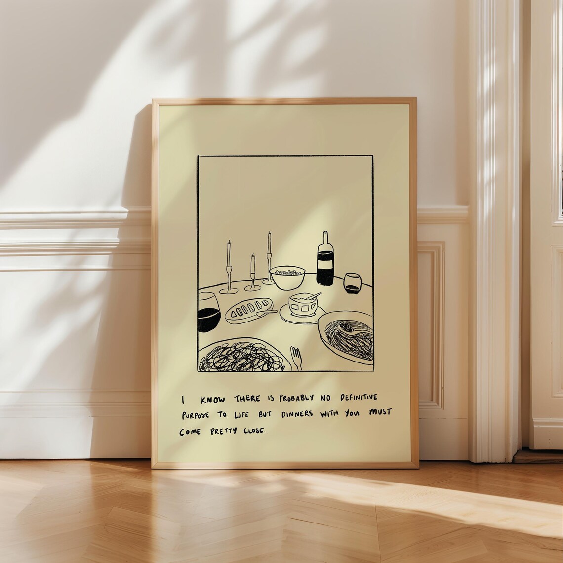 Dinners With You Line Art Art Print, Kitchen Decor