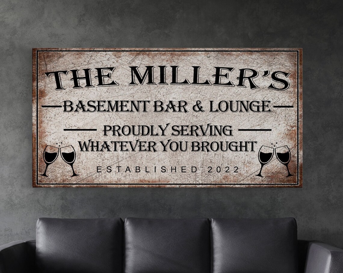 Basement Bar Sign, Rustic Lounge Wall Art Print - Image 6