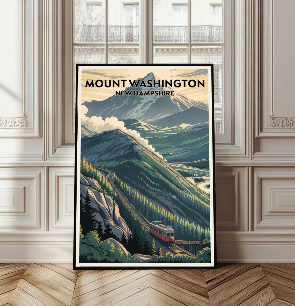 Mount Washington New Hampshire Vintage Travel Poster Cog Railway