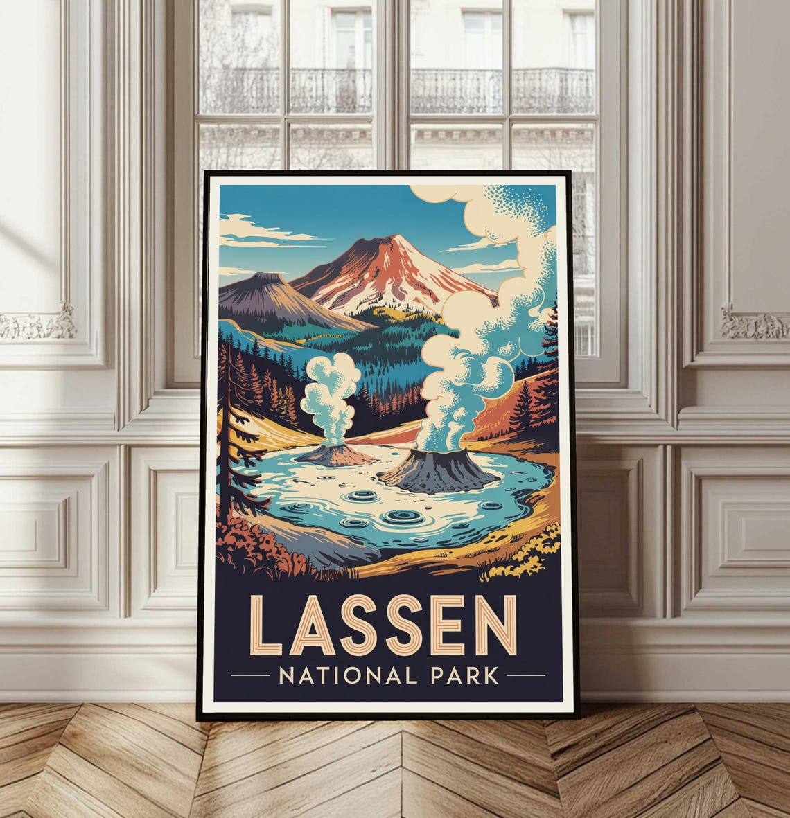 Lassen National Park Steaming Geothermal Vents Vintage Travel Poster