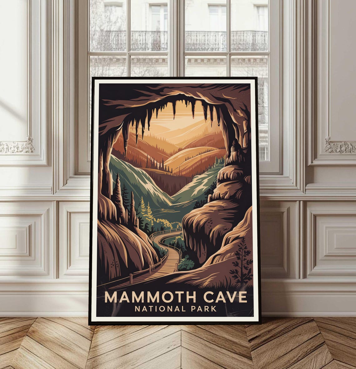 Mammoth Cave National Park Vintage Cavern Entrance Travel Poster
