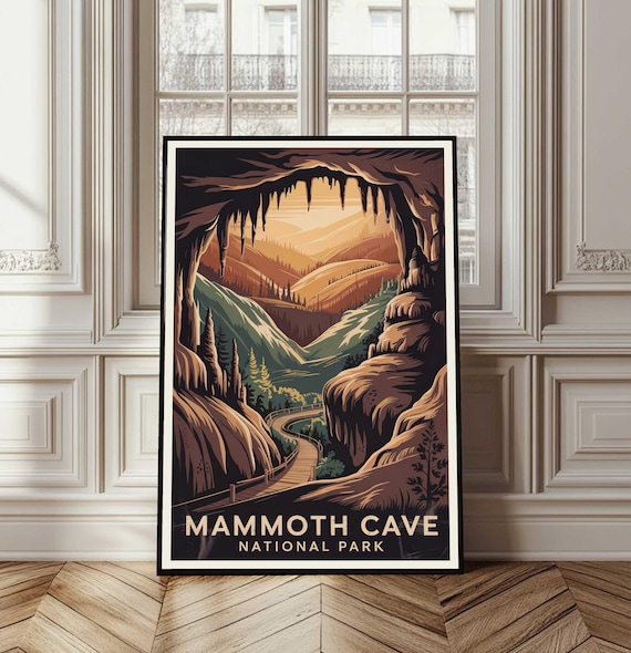 Mammoth Cave National Park Vintage Cavern Entrance Travel Poster