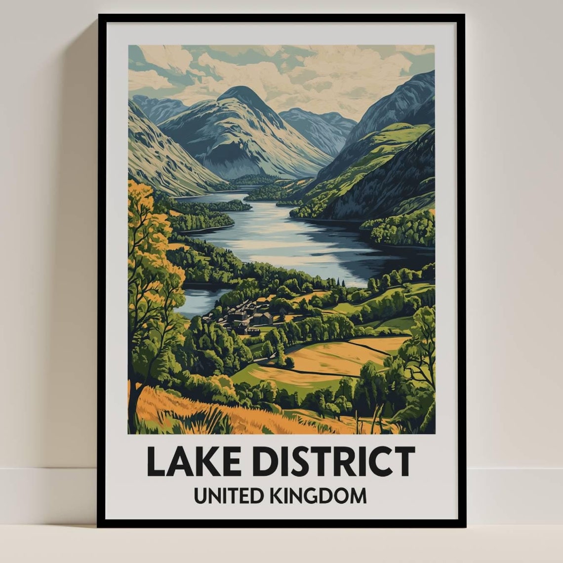 Lake District, British Countryside Travel Poster