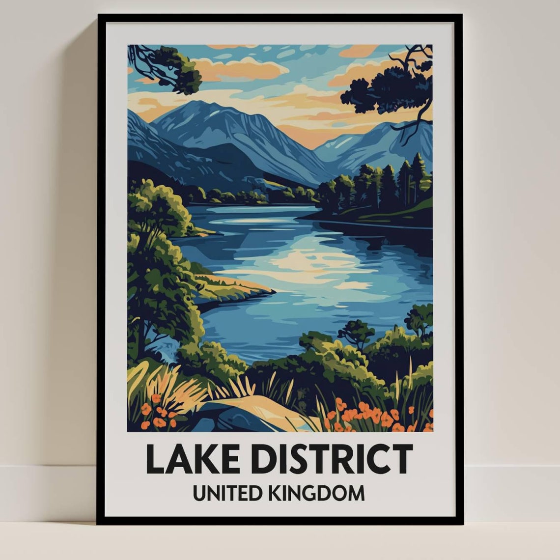 Lake District, British Countryside Travel Poster